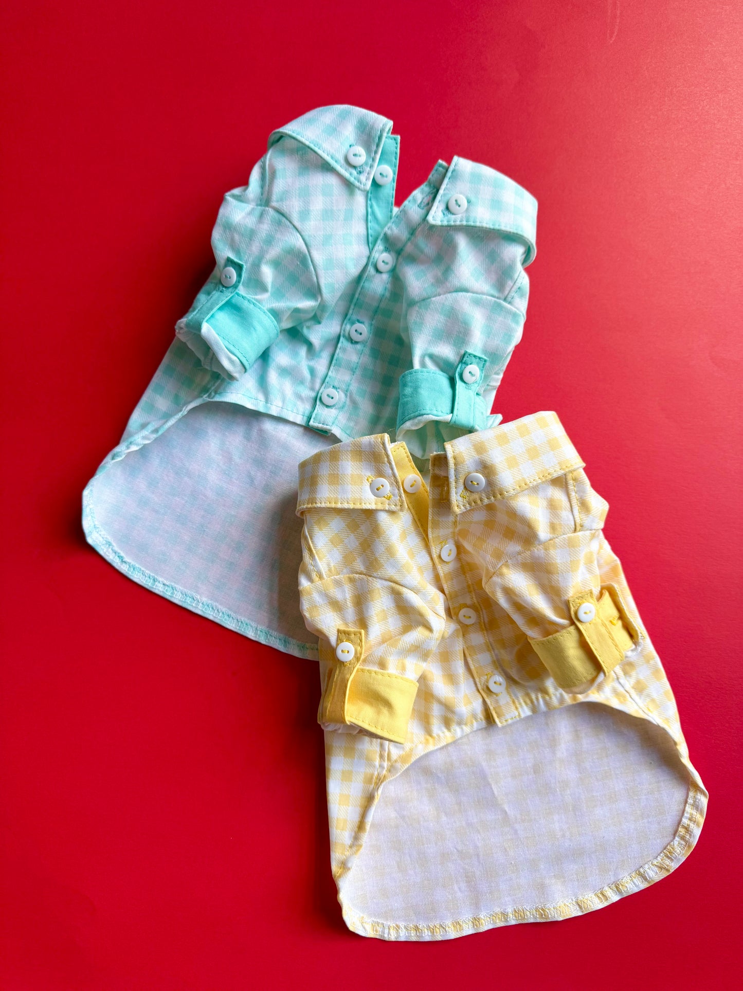 Gingham roll up sleeve shirts
