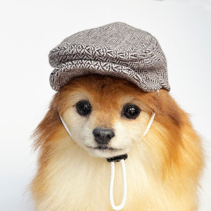 Brown & White Herringbone Ivy Flat caps