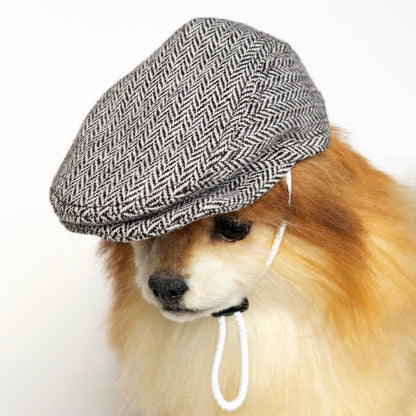 Brown & White Herringbone Ivy Flat caps