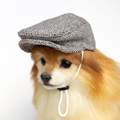 Brown & White Herringbone Ivy Flat caps