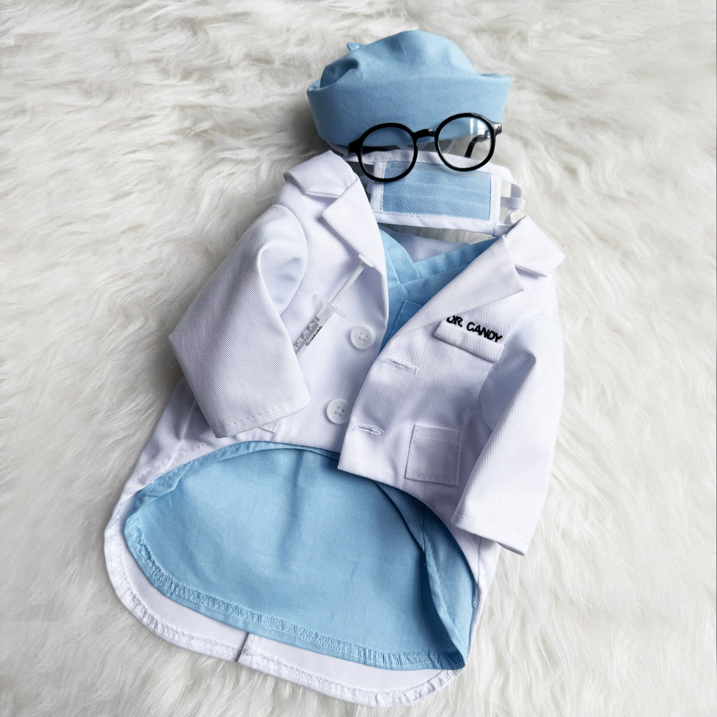 Personalized Doctor gown & matching mask prop Costume set