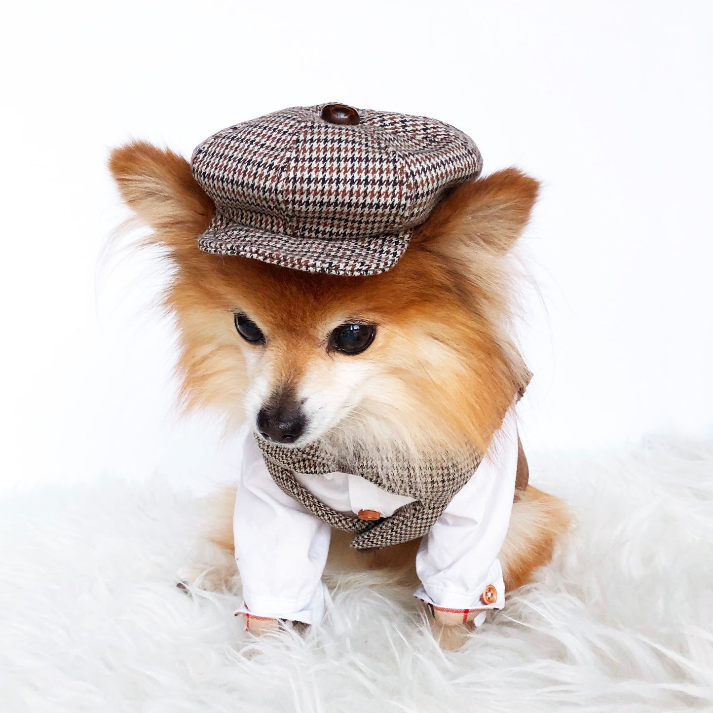 Check button down suit vest