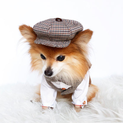 Check button down suit vest