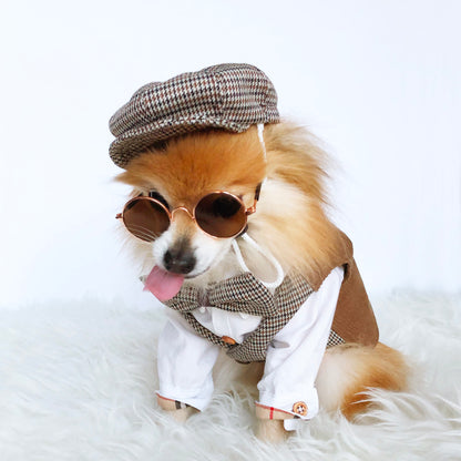 Check button down suit vest