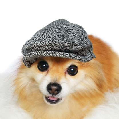 Black & White Herringbone Ivy Flat caps