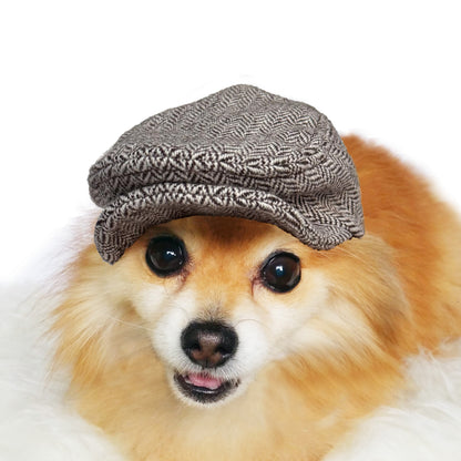 Brown & White Herringbone Ivy Flat caps
