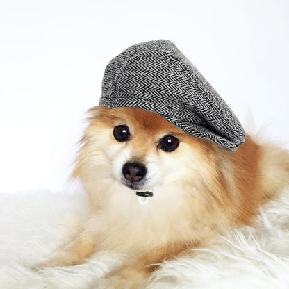 Black & White Herringbone Ivy Flat caps