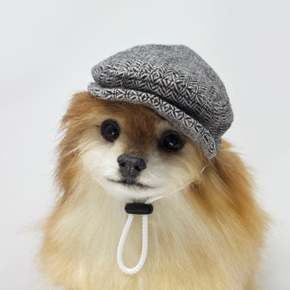 Black & White Herringbone Ivy Flat caps