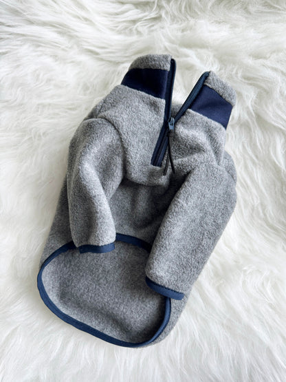 Gray Fleece Half Zip-up Sweater