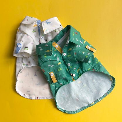 Dino Cactus print Summer Button Down Shirts