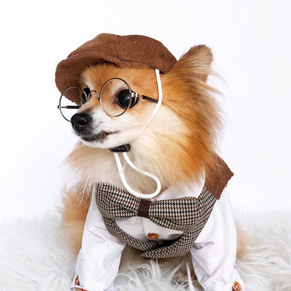 Check button down suit vest