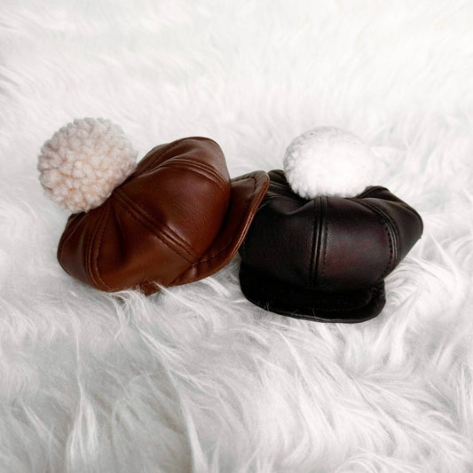 Faux Leather Newsboy Flat Cap