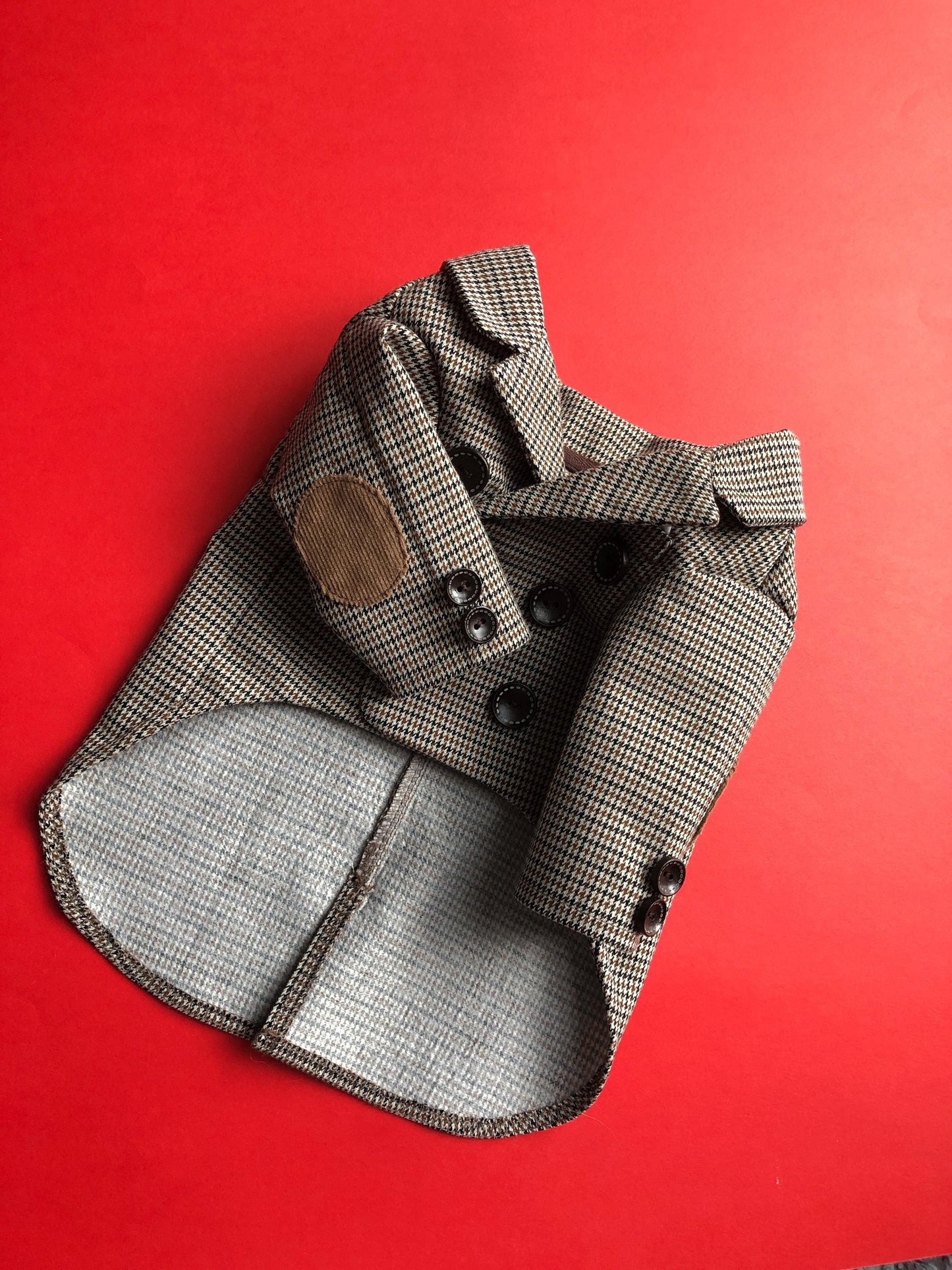 Elbow Patch Double Breasted Checked Suit Jackets