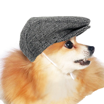 Black & White Herringbone Ivy Flat caps