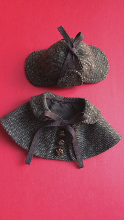 Sherlock Holmes style Hat & Cape Set
