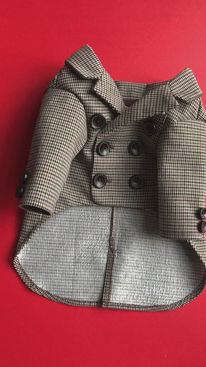 Elbow Patch Double Breasted Checked Suit Jackets