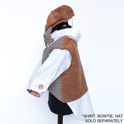 Check button down suit vest