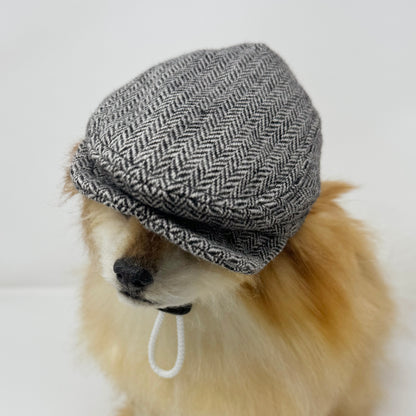 Black & White Herringbone Ivy Flat caps
